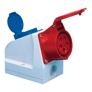CEE-Wanddose 16 A 400 V Steckerst.6 h m.Schutzkontaktsteckdose IP44
