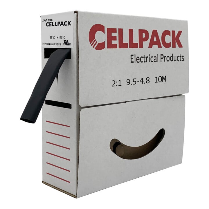 Cellpack Gaine thermorétractable en boîte déroulante 10 m SB 9.5-4.8 noire