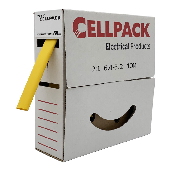 Cellpack Schrumpfschlauch in Abrollbox 10m SB/6.4-3.2/gelb/10m