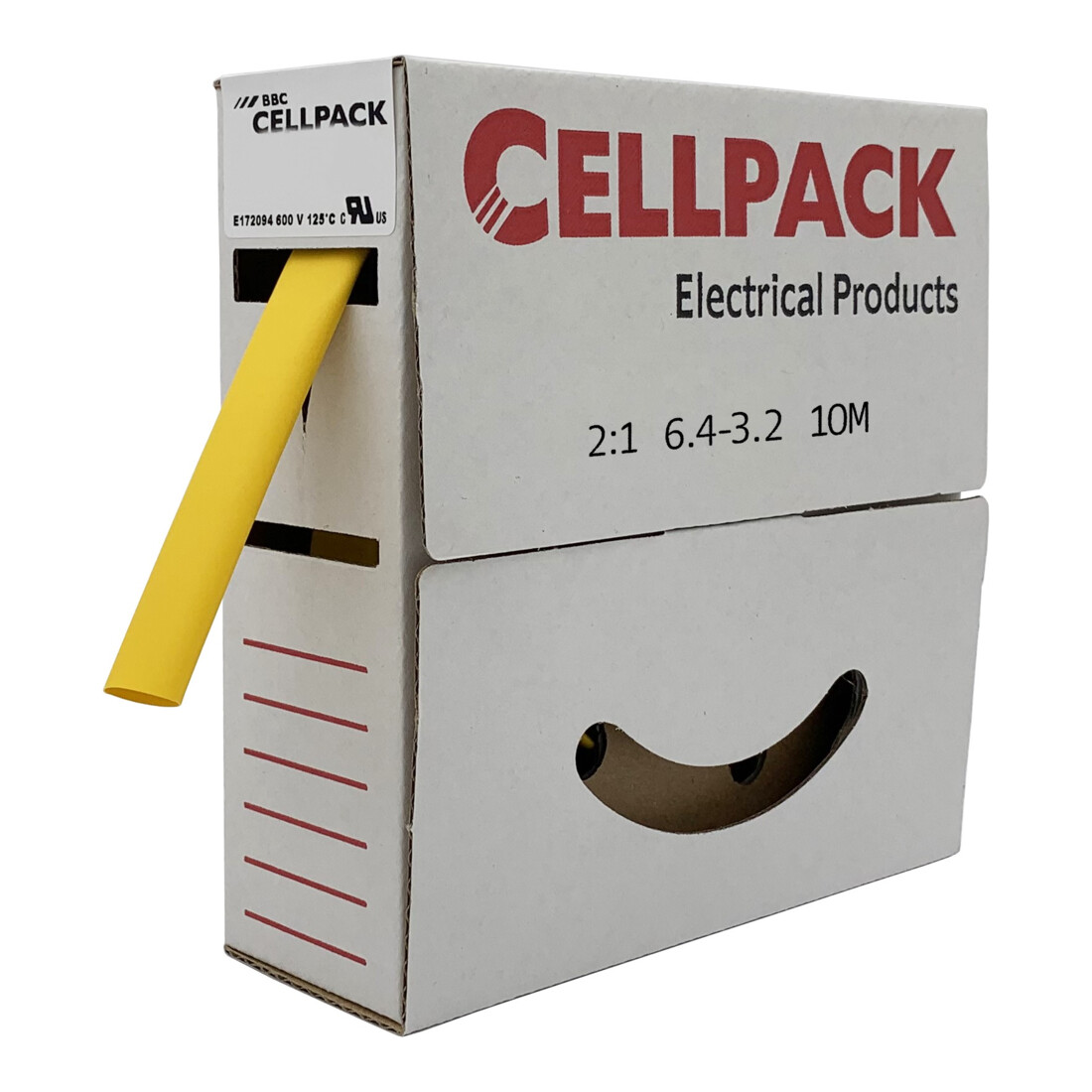 Cellpack Schrumpfschlauch in Abrollbox 10m SB/6.4-3.2/gelb/10m