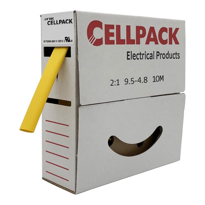 Cellpack Schrumpfschlauch in Abrollbox 10m SB/9.5-4.8/gelb/10m
