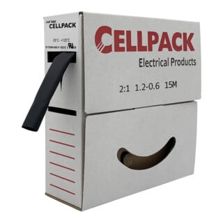Cellpack Schrumpfschlauch in Abrollbox 15m SB 1.2-06 sw