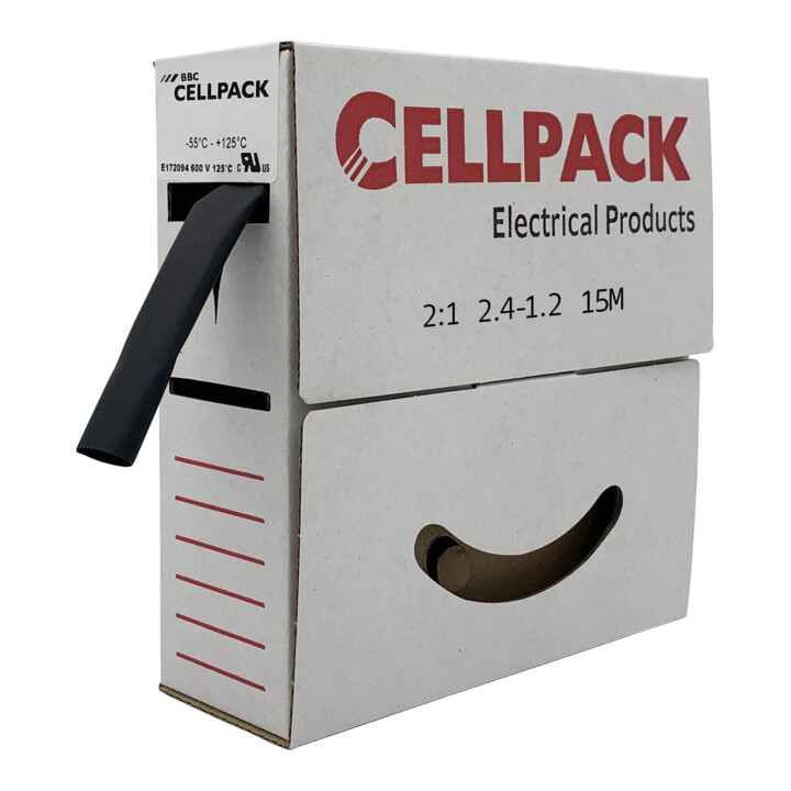 Cellpack Schrumpfschlauch in Abrollbox 15m SB 2.4-1.2 sw