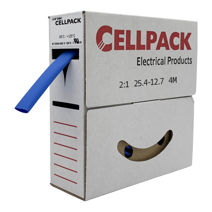 Cellpack Schrumpfschlauch in Abrollbox 4m SB/25.4-12.7/blau/4m
