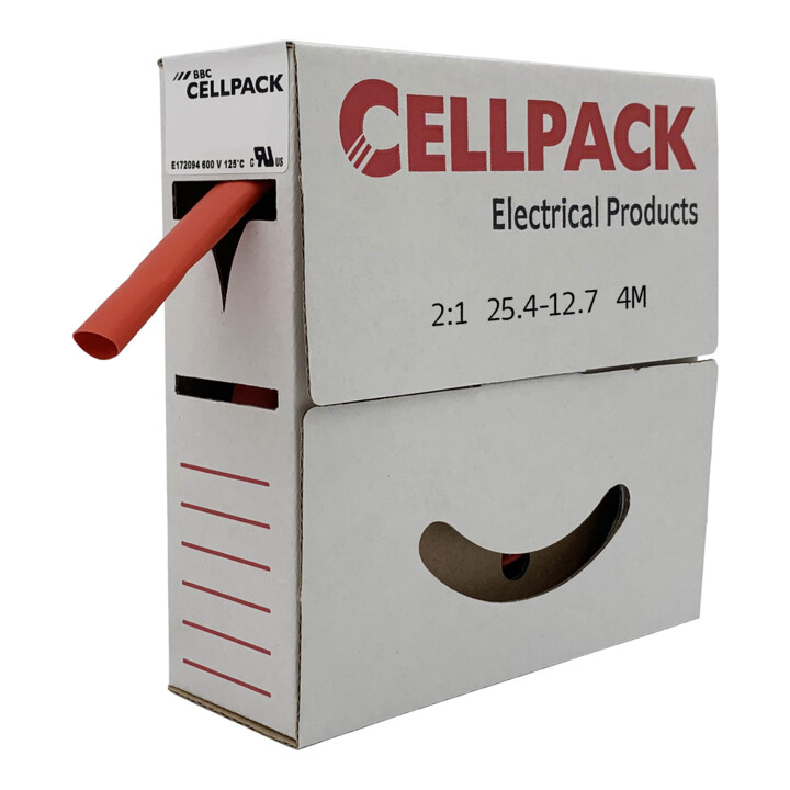 Cellpack Schrumpfschlauch in Abrollbox 4m SB/25.4-12.7/rot/4m