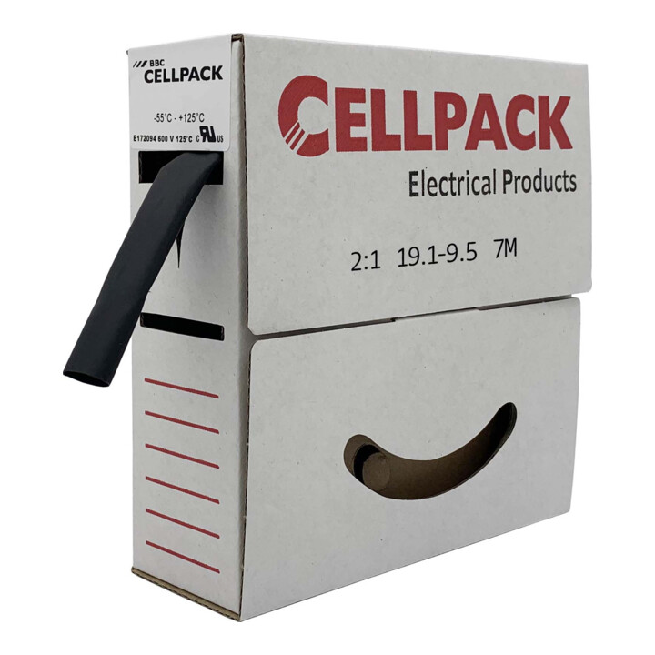 Cellpack Schrumpfschlauch in Abrollbox 7m SB 19.1-9.5 sw
