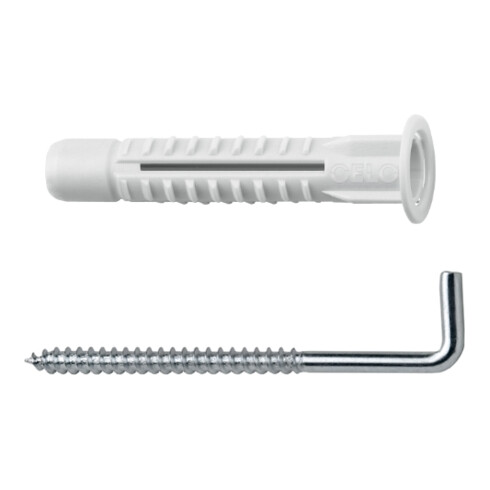 CELO Blister Mehrzweckdübel mit Kragen und Schraube MZK 8 WH
