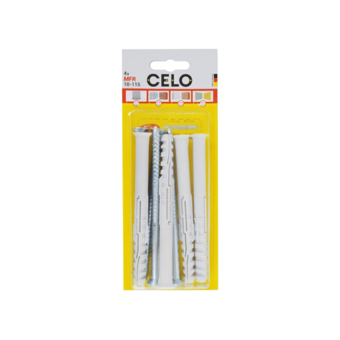 Celo Chevilles pour cadres multifonctionnelles MFR SB 10-115 TX, collerette fraisée, vis à tête fraisée, galv. zinguée, blister