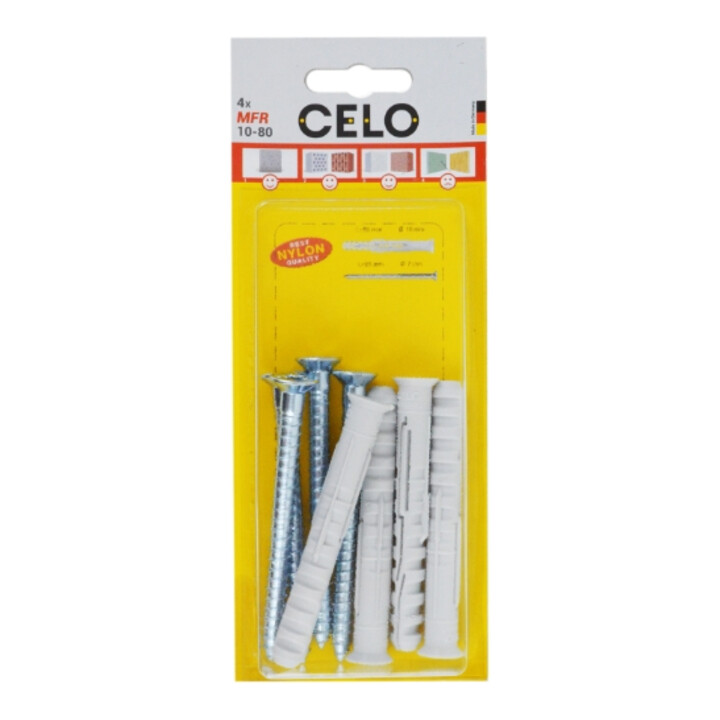 Celo Chevilles pour cadres multifonctionnelles MFR SB 8-60 TX, collerette fraisée, vis à tête fraisée, galv. zinguée, blister