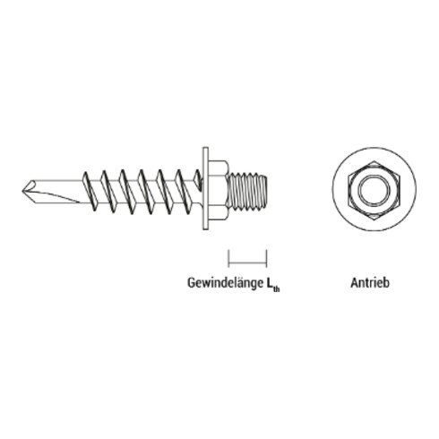 CELO Selbstbohrschraube mit Gewindeanschluss M6x60