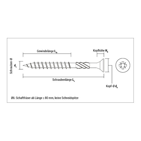 Celo Spanplattenschraube VELOX PZ 6,0x80/50, Teilgewinde, blau verz.