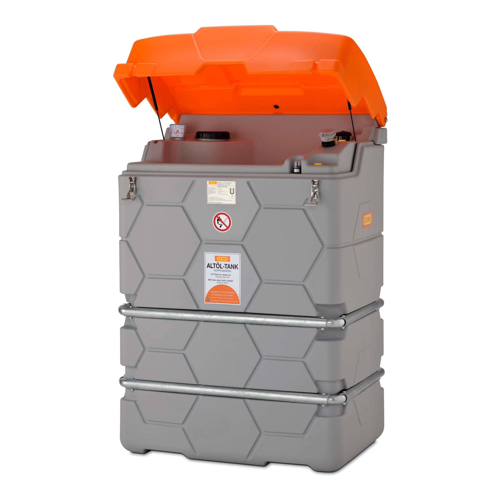 CEMO CUBE-Altöltank 1000 l Indoor komplett montiert, mit TW-Kupplung