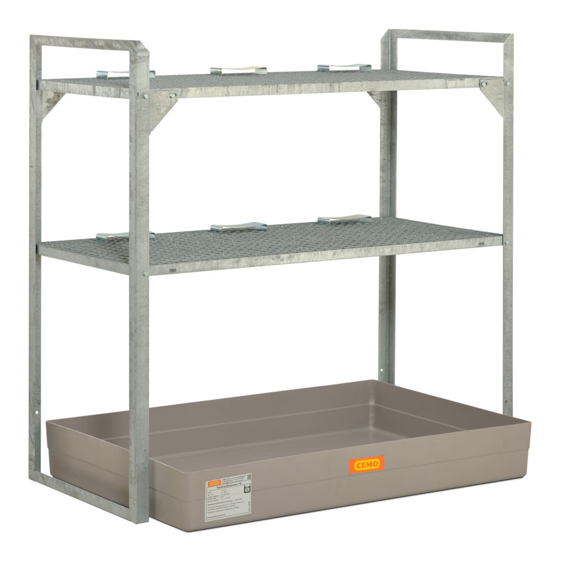 CEMO Fassregal Typ 540 + Fassauflage 6 x 60 l Fass + Stahl-Auffangwanne SW 2