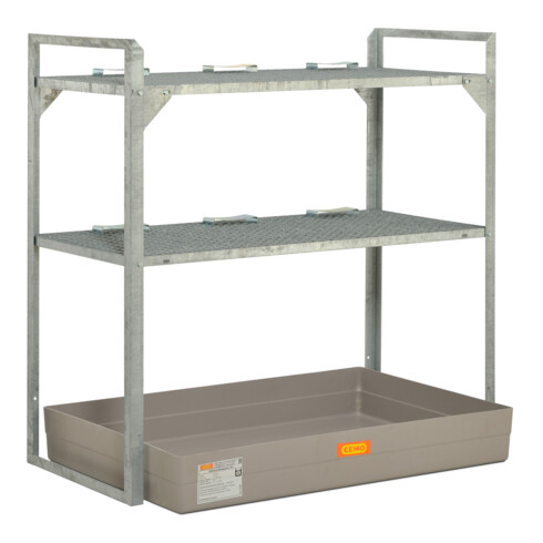 CEMO Fassregal Typ 540 + GFK-Auffangwanne + Fassauflage 6 x 60 l Fass