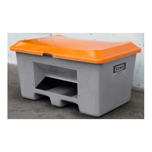 CEMO Streugutbehälter Plus3 400 Liter unterfahrbar mit Entnahme grau/orange