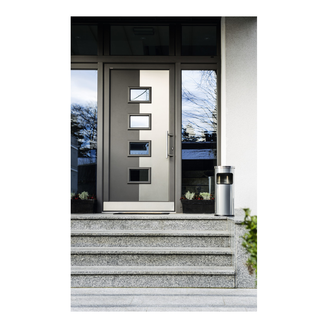 Cendrier combiné D.250xH630mm argent tôle en acier DURABLE