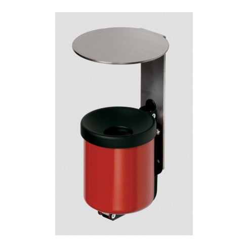 Cendrier mural WH 10 rouge avec auvent INOX Var