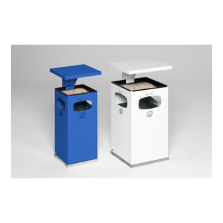 Cendrier poubelle B32 avec auvent, bleu, avec seau intérieur, galvanisé Var
