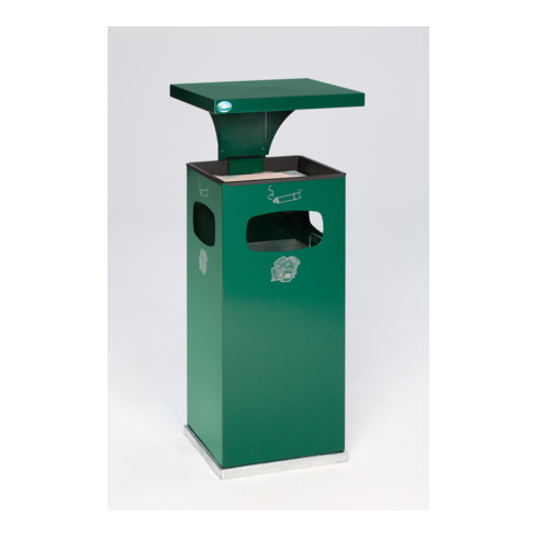 Cendrier poubelle B32 avec auvent, vert, avec seau intérieur, galvanisé Var