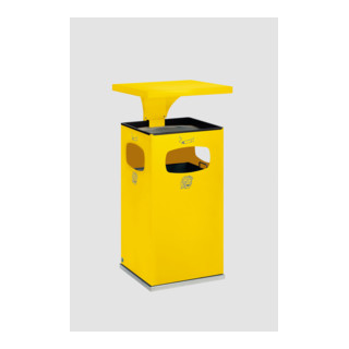 Cendrier poubelle B42 avec auvent, jaune, avec seau intérieur, galvanisé Var