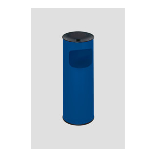 Combinaison cendrier rond VAR, insert entonnoir, diam.xh 250x610 mm, insert cendrier noir, plateau en aluminium pour les déchets de cigarettes, couleur bleu gentiane