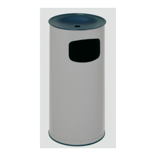 Combinaison cendrier rond VAR, insert entonnoir, diam.xh 250x610 mm, insert cendrier noir, plateau en aluminium pour les déchets de cigarettes, couleur bleu gentiane