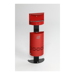 Cendrier/poubelle H98 rev. rouge avec auvent et fermeture Var