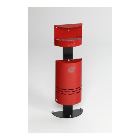 Cendrier/poubelle H98 rev. rouge avec auvent et fermeture Var