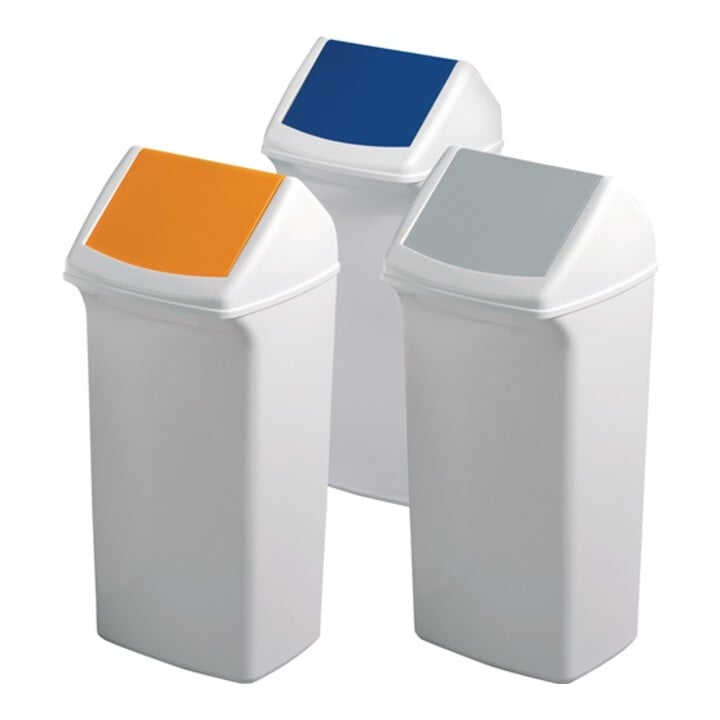 Cestino per rifiuti riciclabili, 40l, H747xL320xD366mm bianco blu, con coperchio DURABLE