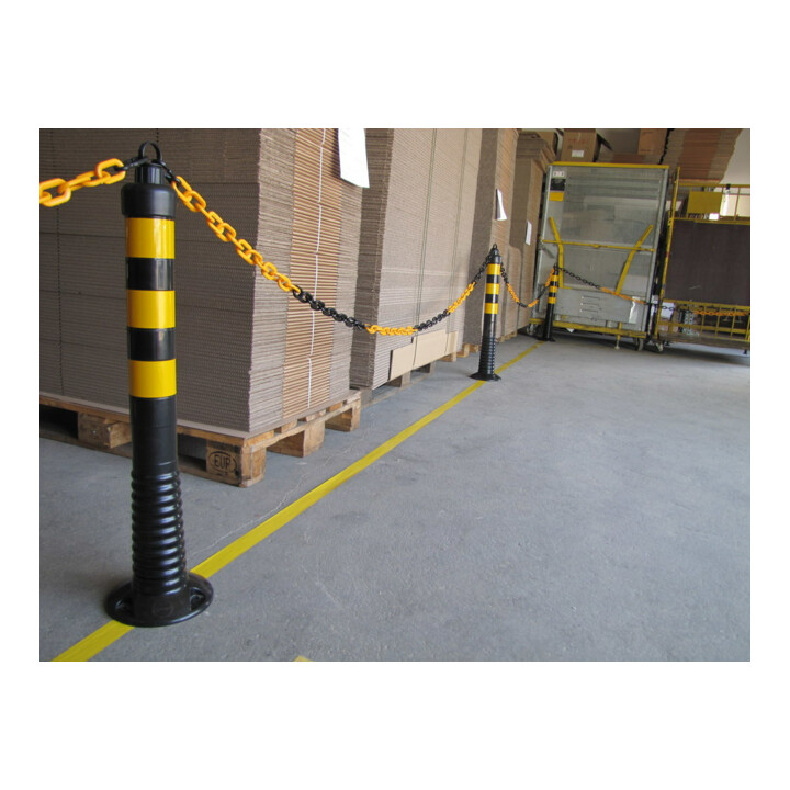 Chaîne de verrouillage PP jaune/noir 9 mm L3 m avec 2 crochets universels