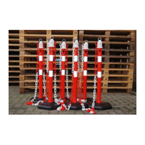 Chaîne de verrouillage PP rouge/blanc 9mm L3m avec 2 crochets universels