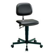 Chaise d'atelier pivotante Fit rouleaux Rembourrage simili cuir noir 430-600 mm-1