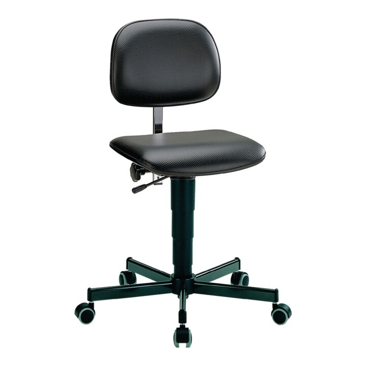 Chaise d'atelier pivotante Fit rouleaux Rembourrage simili cuir noir 430-600 mm