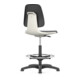 Chaise d'atelier pivotante Labsit patins + coque de siège blanc mousse intégrale-1
