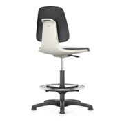 Chaise d'atelier pivotante Labsit patins + coque de siège blanc mousse intégrale