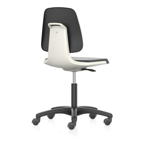 Chaise d'atelier pivotante Labsit rouleaux coque de siège blanc mousse intégrale