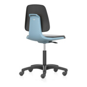 Chaise d'atelier pivotante Labsit rouleaux coque de siège bleu mousse intégrale