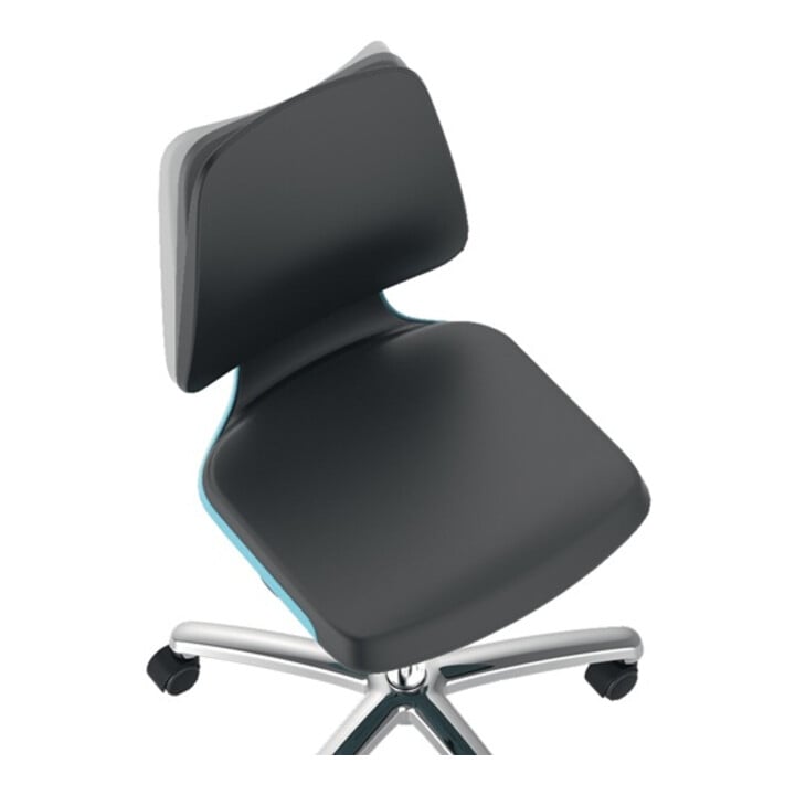 Chaise d'atelier pivotante Labsit rouleaux coque de siège bleu tissu Supertec no