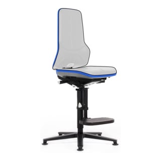 Chaise d'atelier pivotante Neon patins + marchepied sans élément rembourrage ble