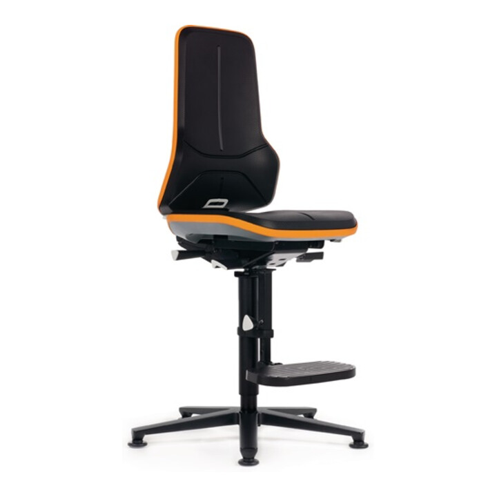 Chaise d'atelier pivotante Neon patins + marchepied sans élément rembourrage gri