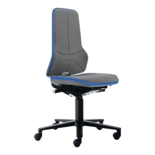 Chaise d'atelier pivotante Neon rouleaux tissu Supertec gris bleu 450-620 mm BIM