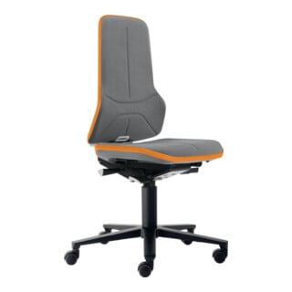 Chaise d'atelier pivotante Neon rouleaux tissu Supertec gris orange 450-620 mm B