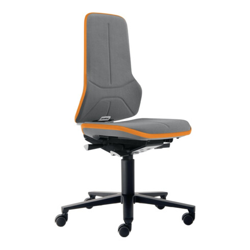 Chaise d'atelier pivotante Neon rouleaux tissu Supertec gris orange 450-620 mm B