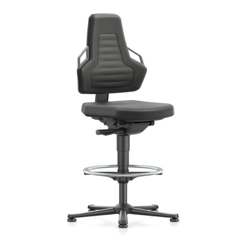Chaise d'atelier pivotante Nexxit patin+anneau de piètement tissu Supertec noir