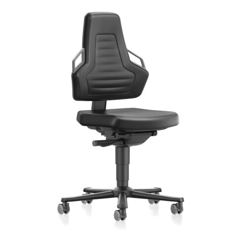 Chaise d'atelier pivotante Nexxit rouleaux Rembourrage simili cuir noir 450-600
