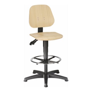 Chaise d'atelier pivotante Unitec patins + repose-pieds hêtre 580-850 mm BIMOS