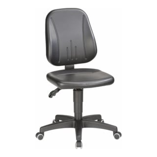 Chaise d'atelier pivotante Unitec rouleaux Rembourrage simili cuir noir 440-620