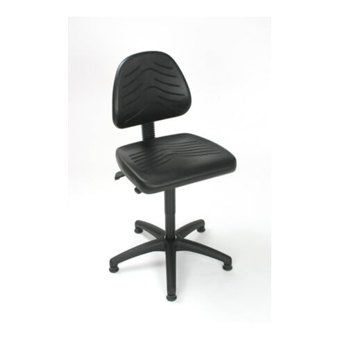 Chaise de travail à patins STIER sans accoudoirs, hauteur d'assise 440-630 mm, PU noir