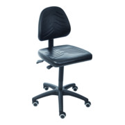 Chaise de travail à roulettes STIER sans accoudoirs, hauteur d'assise 460-650 mm, PU noir