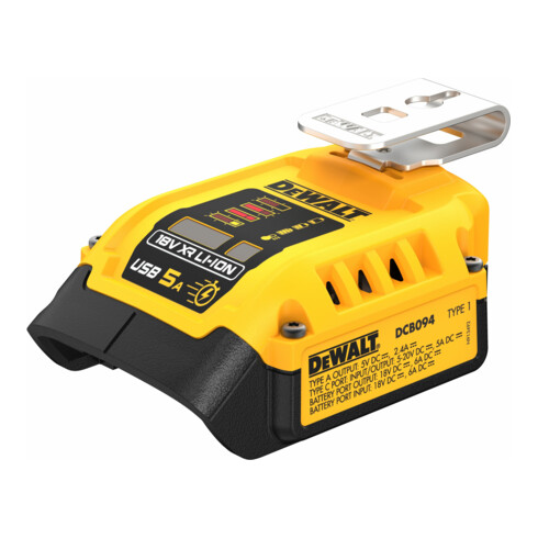 Chargeur combiné DeWalt avec fonction powerbank pour batteries 18 volts XR et XR Flexvolt DCB094K-QW